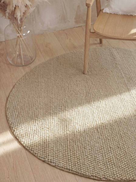 Wollteppich Diana rund Wolle - Beige