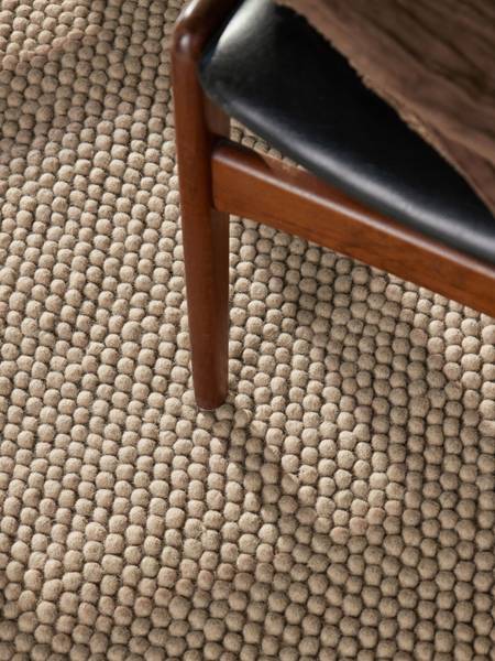 Wollteppich Diana rund Wolle - Beige
