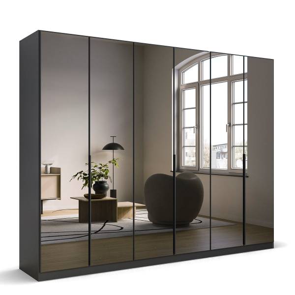 Drehtürenschrank Skyla Typ A Grauspiegel - Graumetallic - 271 x 210 cm - Comfort
