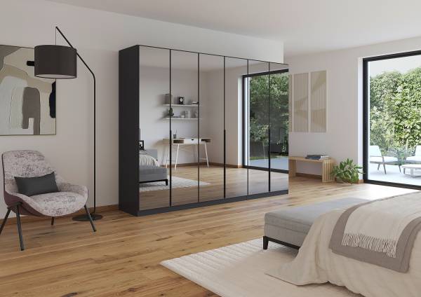 Drehtürenschrank Skyla Typ A Grauspiegel - Graumetallic - 271 x 210 cm - Comfort