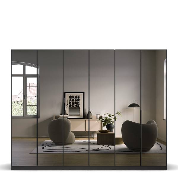 Drehtürenschrank Skyla Typ A Grauspiegel - Graumetallic - 271 x 210 cm - Comfort
