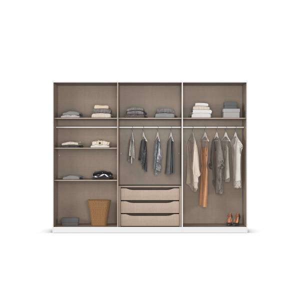 Drehtürenschrank Skyla Typ A Grauspiegel - Graumetallic - 271 x 210 cm - Comfort