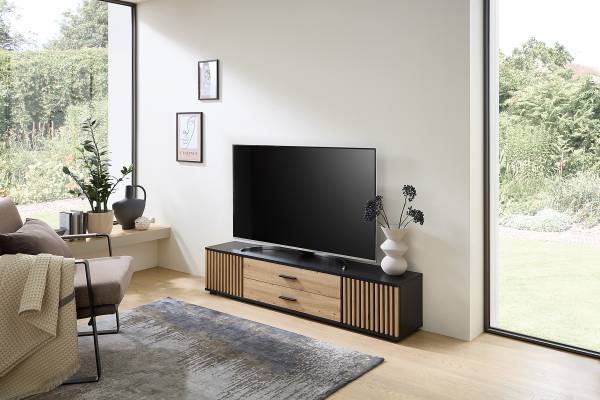 TV-Lowboard Cirbir Eiche Artisan Dekor / Schwarz