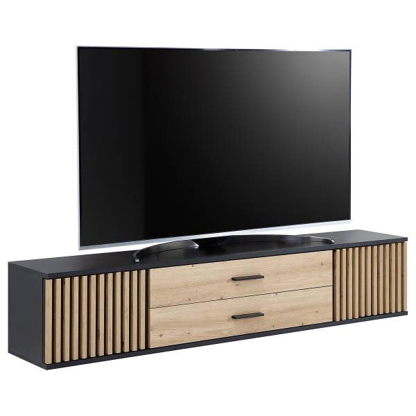 TV-Lowboard Cirbir Eiche Artisan Dekor / Schwarz