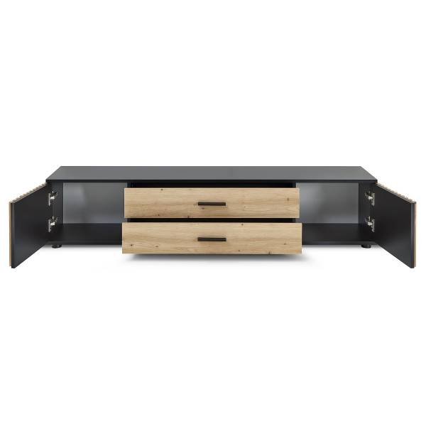TV-Lowboard Cirbir Eiche Artisan Dekor / Schwarz