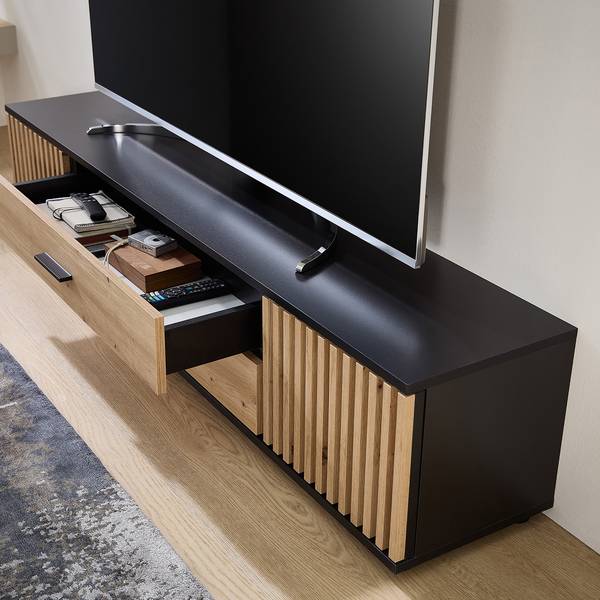 TV-Lowboard Cirbir Eiche Artisan Dekor / Schwarz