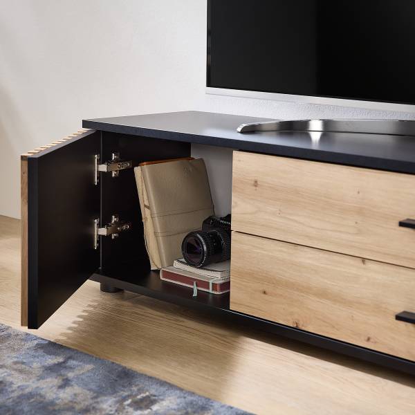 TV-Lowboard Cirbir Eiche Artisan Dekor / Schwarz
