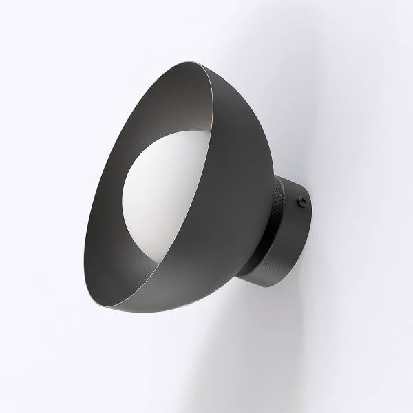 Wandleuchte Bibi Opalglas / Stahl - Schwarz