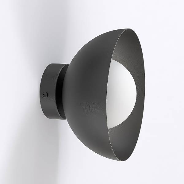 Wandleuchte Bibi Opalglas / Stahl - Schwarz
