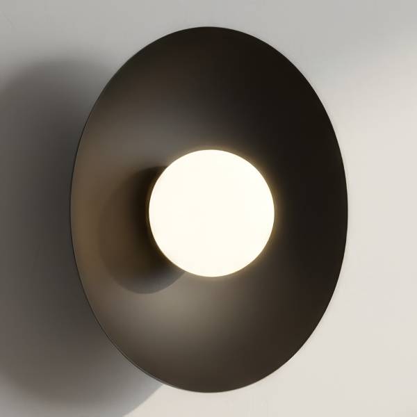 Wandlamp Inspo opaalglas/staal - zwart