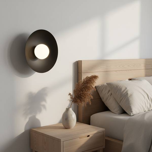 Wandlamp Inspo opaalglas/staal - zwart