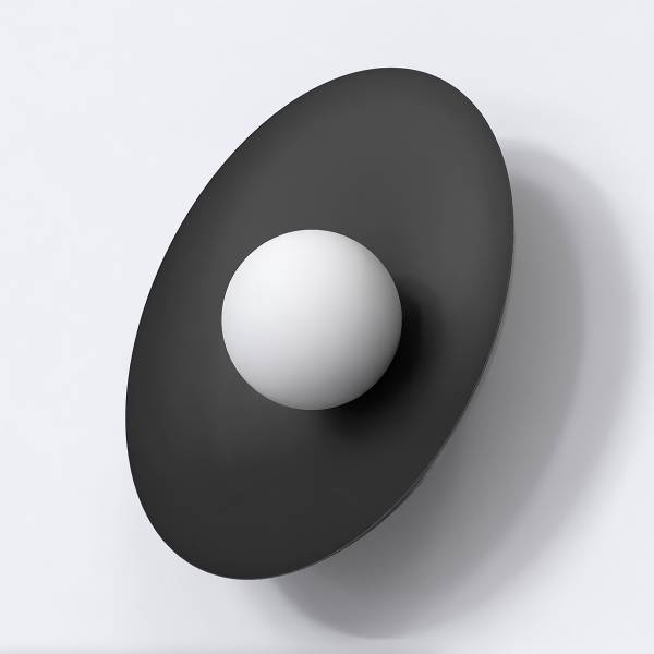 Wandlamp Inspo opaalglas/staal - zwart