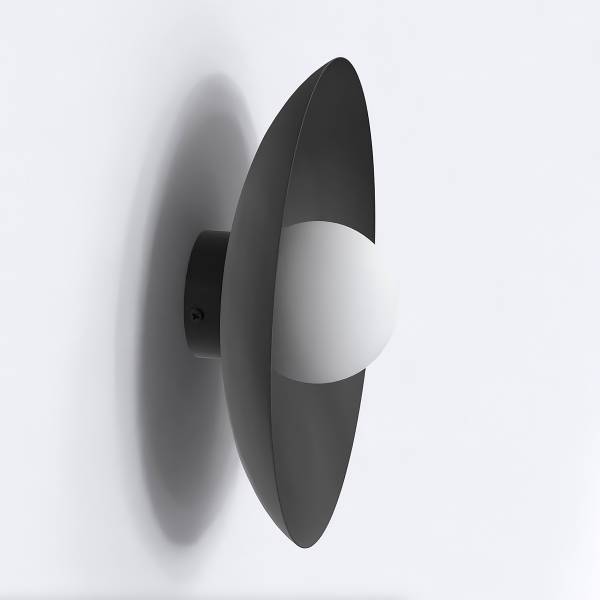Wandlamp Inspo opaalglas/staal - zwart