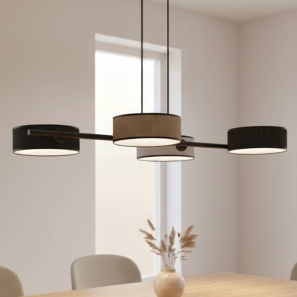 Suspension Drumz Type A Acier / tissu mixte - Multicolore - Nb d'ampoules : 4