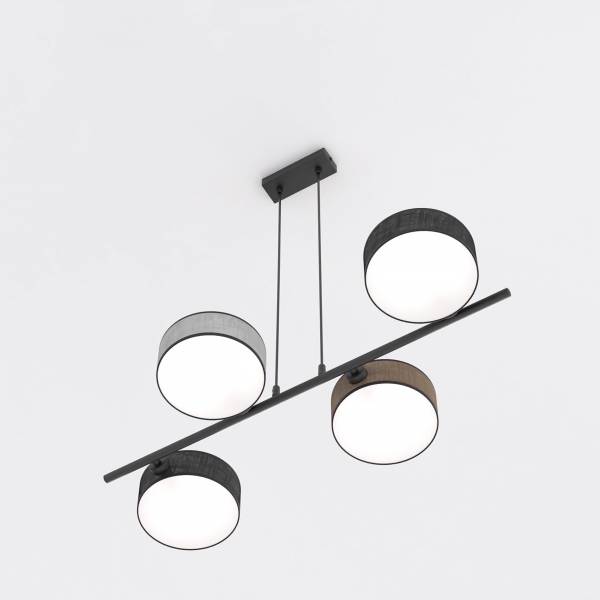 Suspension Drumz Type A Acier / tissu mixte - Multicolore - Nb d'ampoules : 4