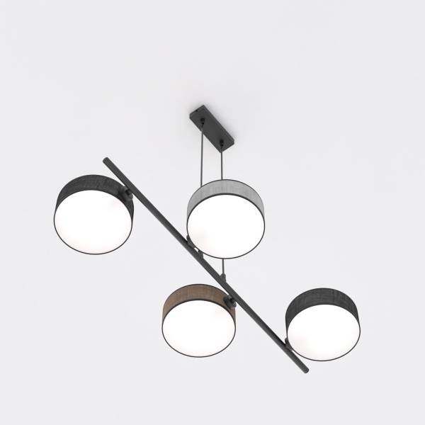 Suspension Drumz Type A Acier / tissu mixte - Multicolore - Nb d'ampoules : 4