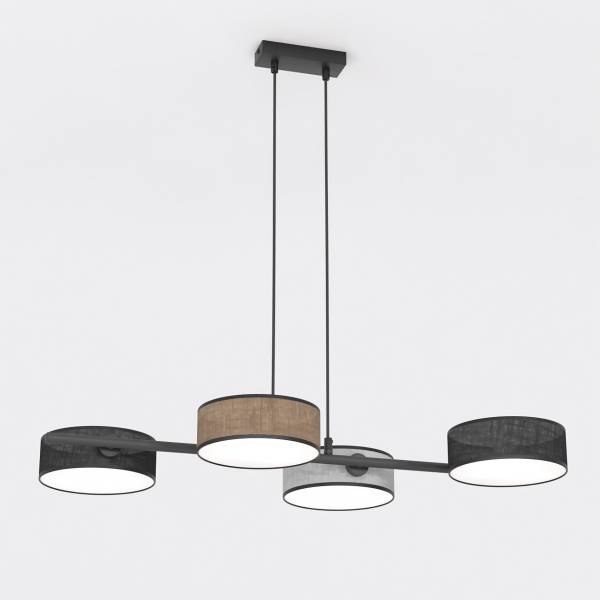 Suspension Drumz Type A Acier / tissu mixte - Multicolore - Nb d'ampoules : 4