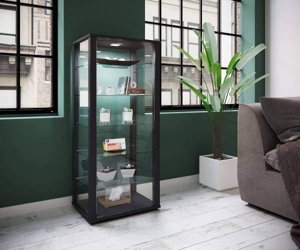 Standvitrine Kavisa Schwarz - Höhe: 115 cm - 5