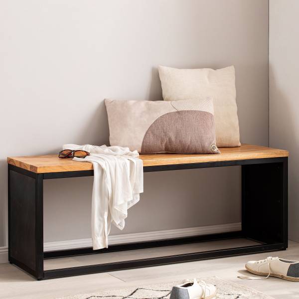 Banc de penderie Bohiro Acacia / Noir