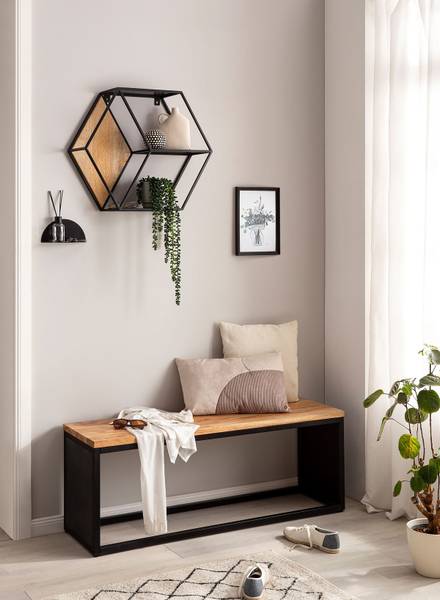 Banc de penderie Bohiro Acacia / Noir
