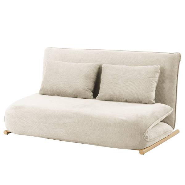 Divano letto LEVILL Tessuto Valdis: crema - Quercia chiara