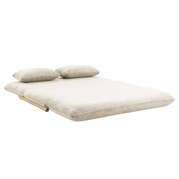 Divano letto LEVILL Tessuto Valdis: crema - Quercia chiara