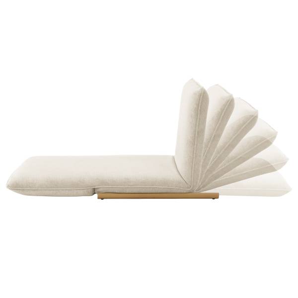 Divano letto LEVILL Tessuto Valdis: crema - Quercia chiara