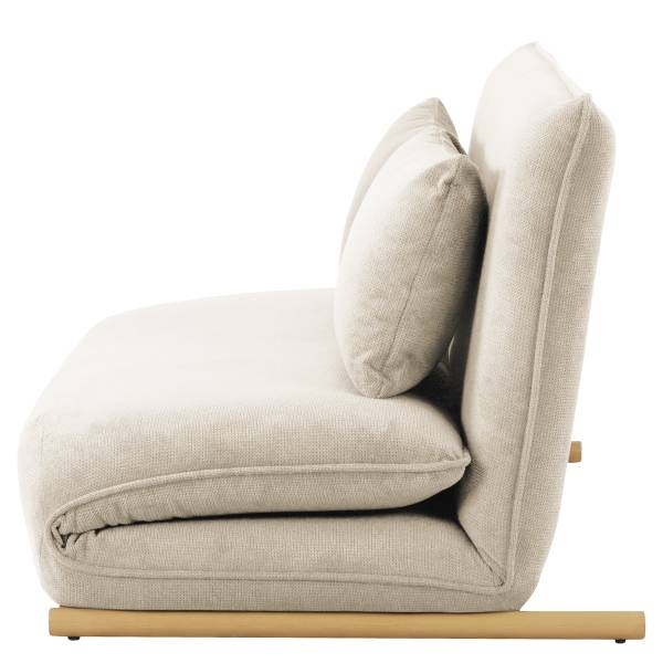 Divano letto LEVILL Tessuto Valdis: crema - Quercia chiara