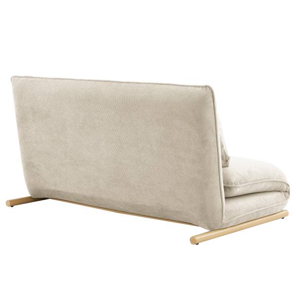 Divano letto LEVILL Tessuto Valdis: crema - Quercia chiara