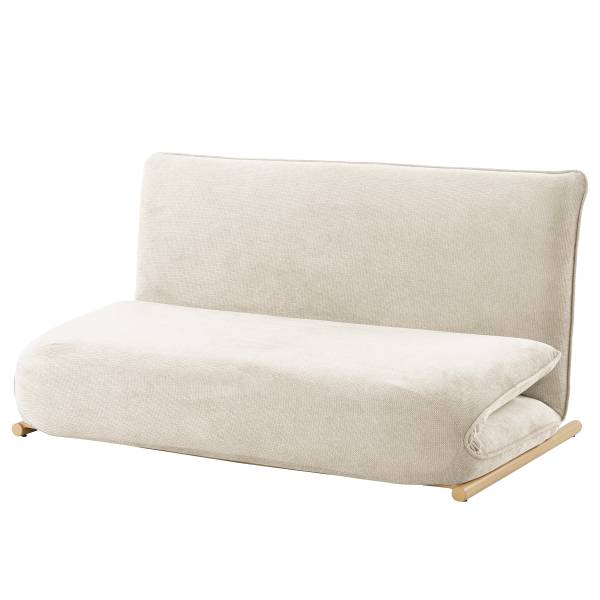 Divano letto LEVILL Tessuto Valdis: crema - Quercia chiara