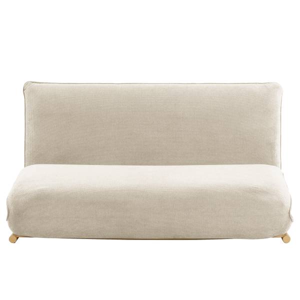 Divano letto LEVILL Tessuto Valdis: crema - Quercia chiara