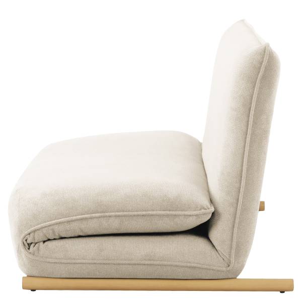 Divano letto LEVILL Tessuto Valdis: crema - Quercia chiara