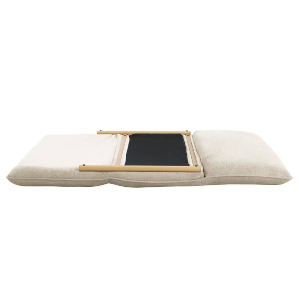 Divano letto LEVILL Tessuto Valdis: crema - Quercia chiara