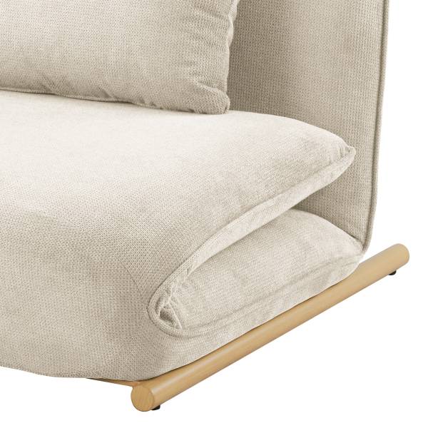 Divano letto LEVILL Tessuto Valdis: crema - Quercia chiara