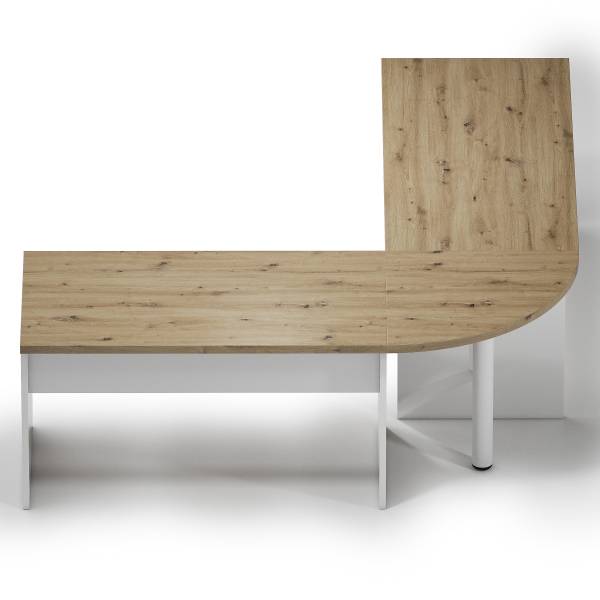 Piano angolare Navu Effetto rovere / Bianco