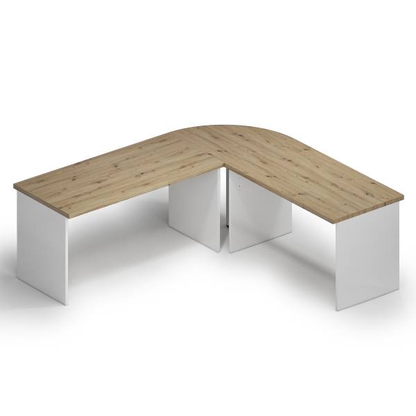 Piano angolare Navu Effetto rovere / Bianco