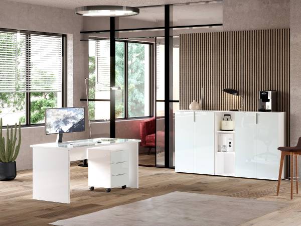 Cassettiera con ruote Fins Bianco lucido