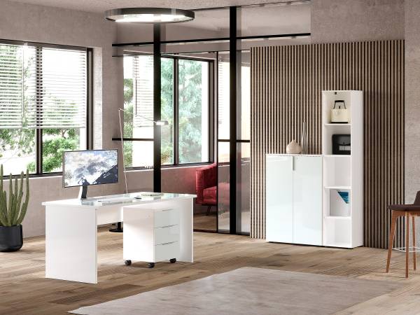 Cassettiera con ruote Fins Bianco lucido
