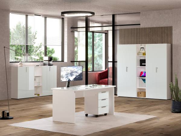 Cassettiera con ruote Fins Bianco lucido