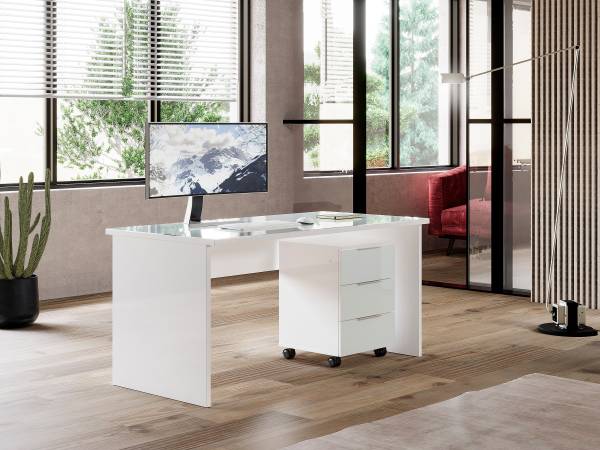 Cassettiera con ruote Fins Bianco lucido