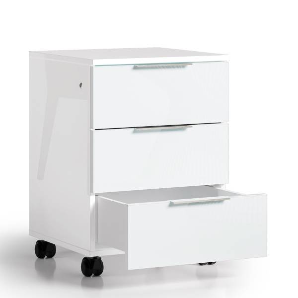 Cassettiera con ruote Fins Bianco lucido
