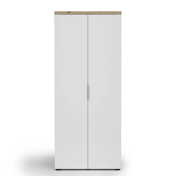 Aktenschrank Navu - 192 cm Hochglanz Weiß / Eiche Dekor