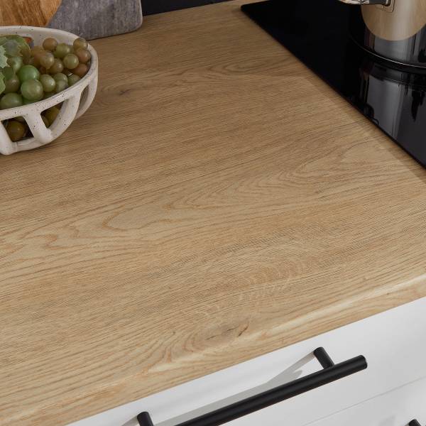 Cucina Lobbach larga 270 cm Bianco / Effetto rovere - Senza utensili di cucina