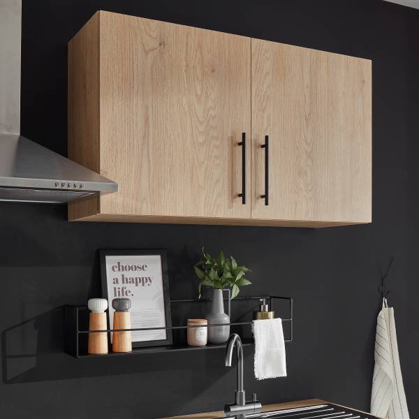 Cucina Lobbach larga 270 cm Bianco / Effetto rovere - Senza utensili di cucina