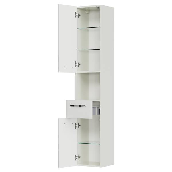 Hochschrank Quickset 326 2 Türen Hochglanz Weiß / Weiß
