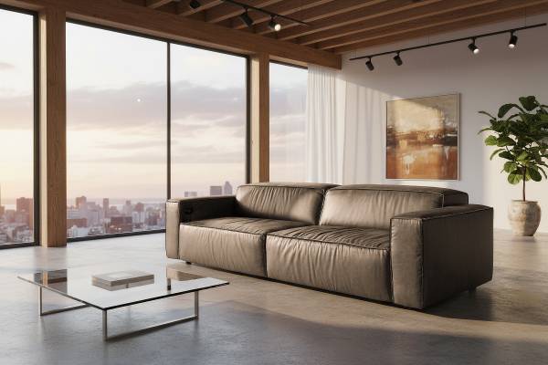 Big-Sofa Eresi Microfaser Taeko: Dunkelbraun - Funktion links