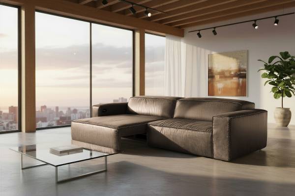 Big-Sofa Eresi Microfaser Taeko: Dunkelbraun - Funktion links