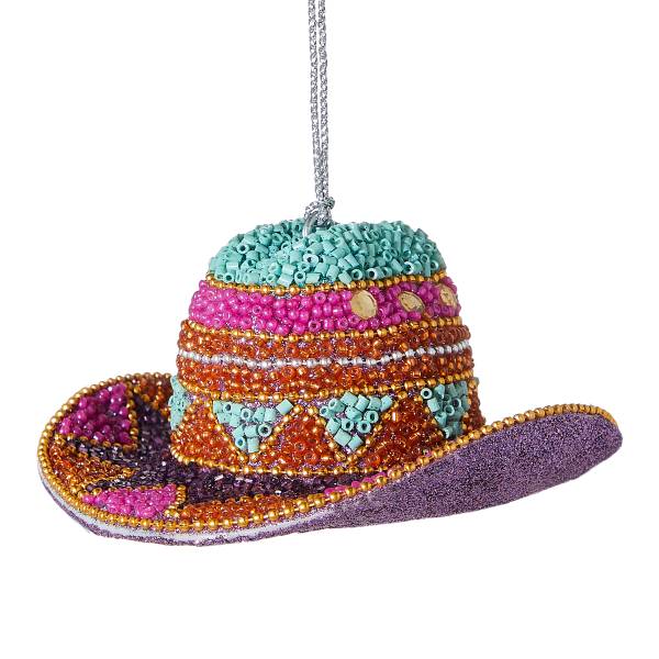Baumanhänger HANG ON Cowboy Hut Kunststoff/Glasperlen/Eisen - Pink