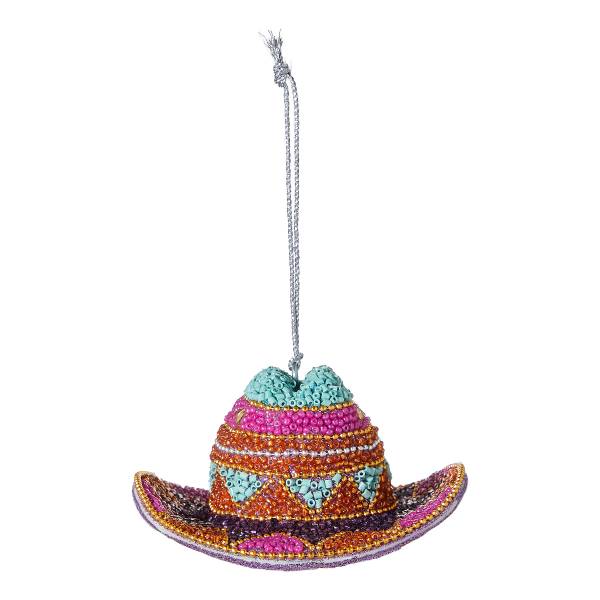 Baumanhänger HANG ON Cowboy Hut Kunststoff/Glasperlen/Eisen - Pink