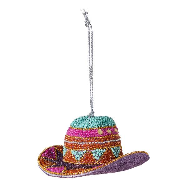 Baumanhänger HANG ON Cowboy Hut Kunststoff/Glasperlen/Eisen - Pink